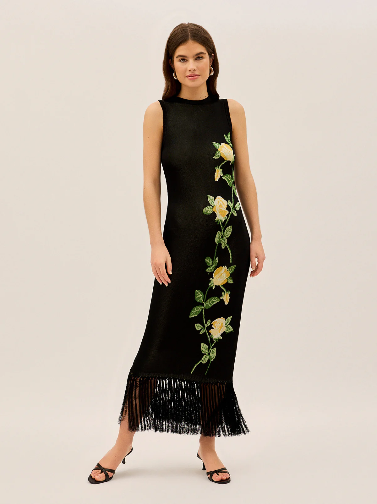 Blanca Black Rose Knit Dress