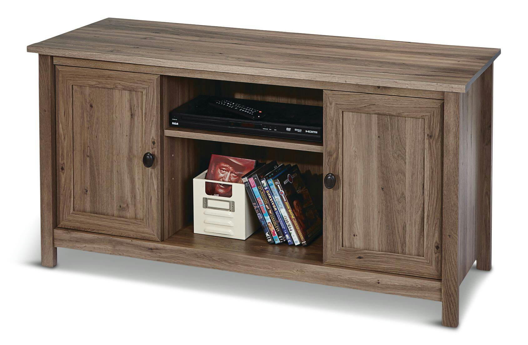 Sauder County Line 2-Door TV Stand & Media Storage Console Cabinet, Salt Oak Finish