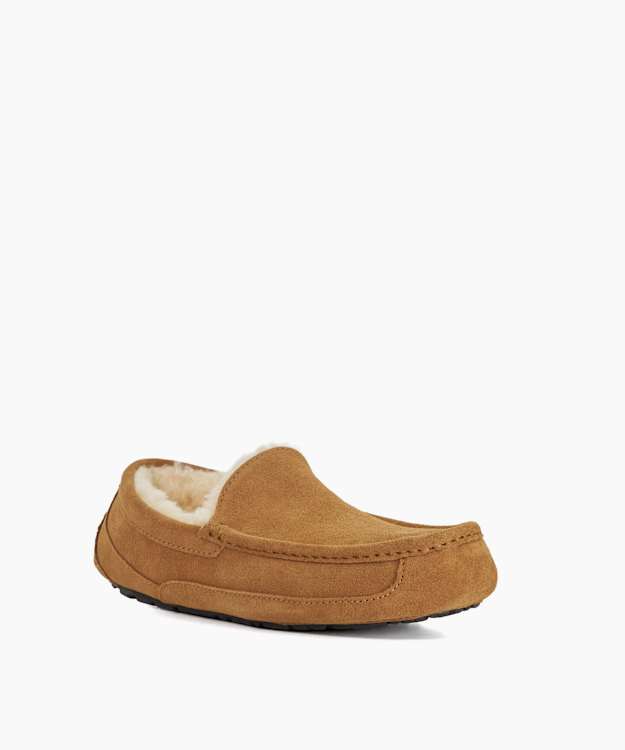 M Ascot Brown - Wool-Lined Suede Slippers