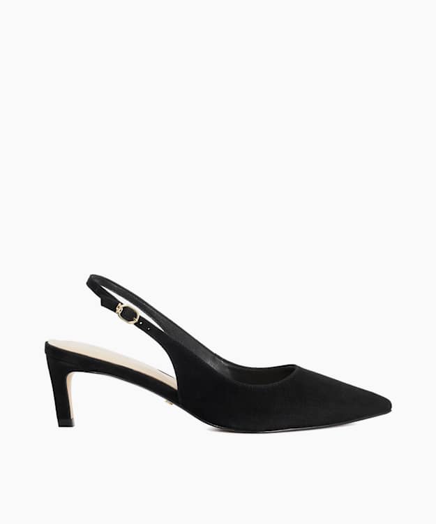 Celinna Black - Wide Fit Kitten Heel Sling Backs