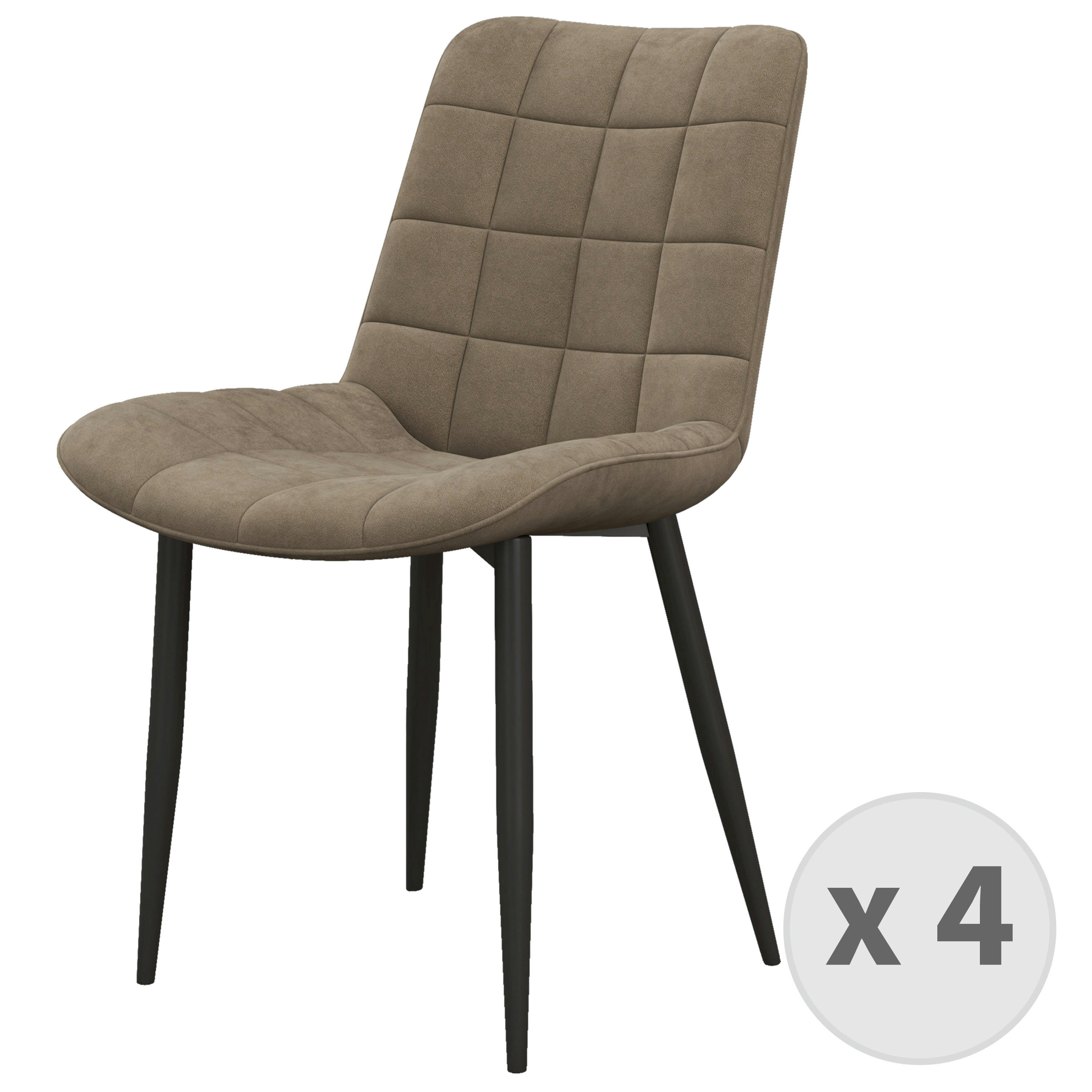 SACHA - Chaise en Velours Taupe et métal noir (x4)