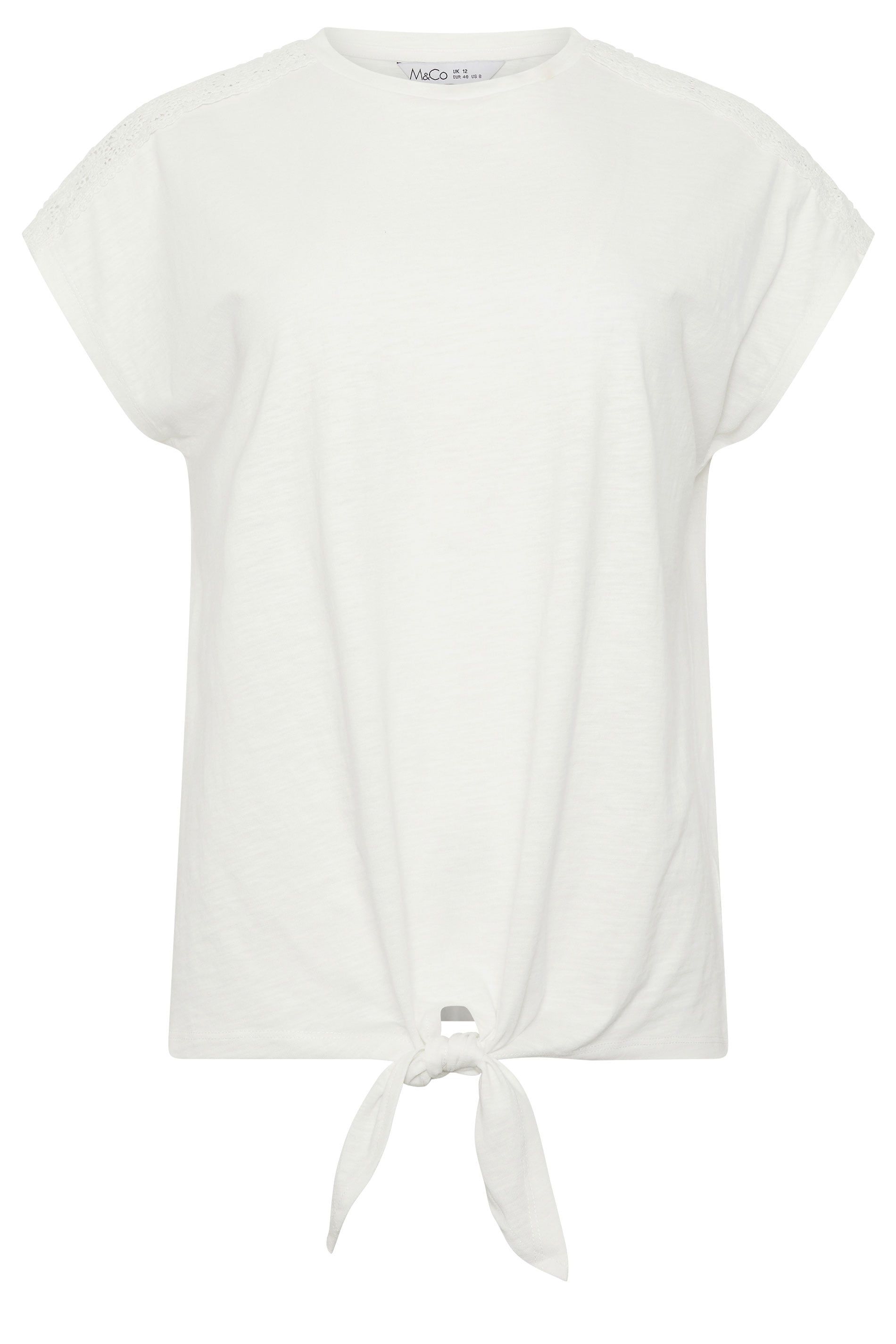 M&Co Cotton Embroidered Tie Front T-Shirt