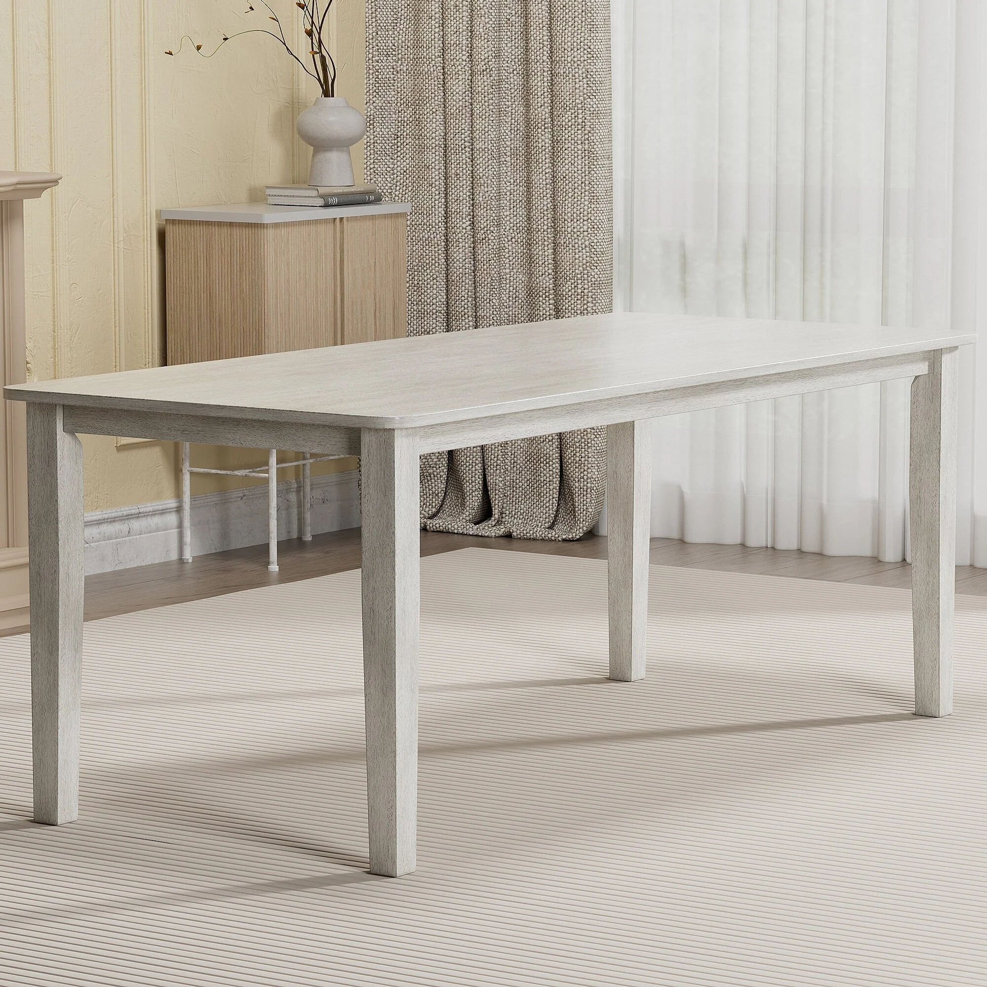 47 Inch Modern Wood Dining Table, Solid Wood Rectangular Dining Table for Kitchen