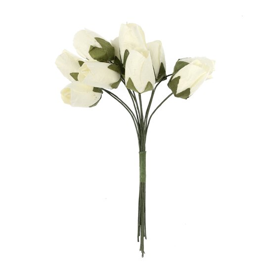 Mini Cream Rose Wired Floral Picks 10 Pack