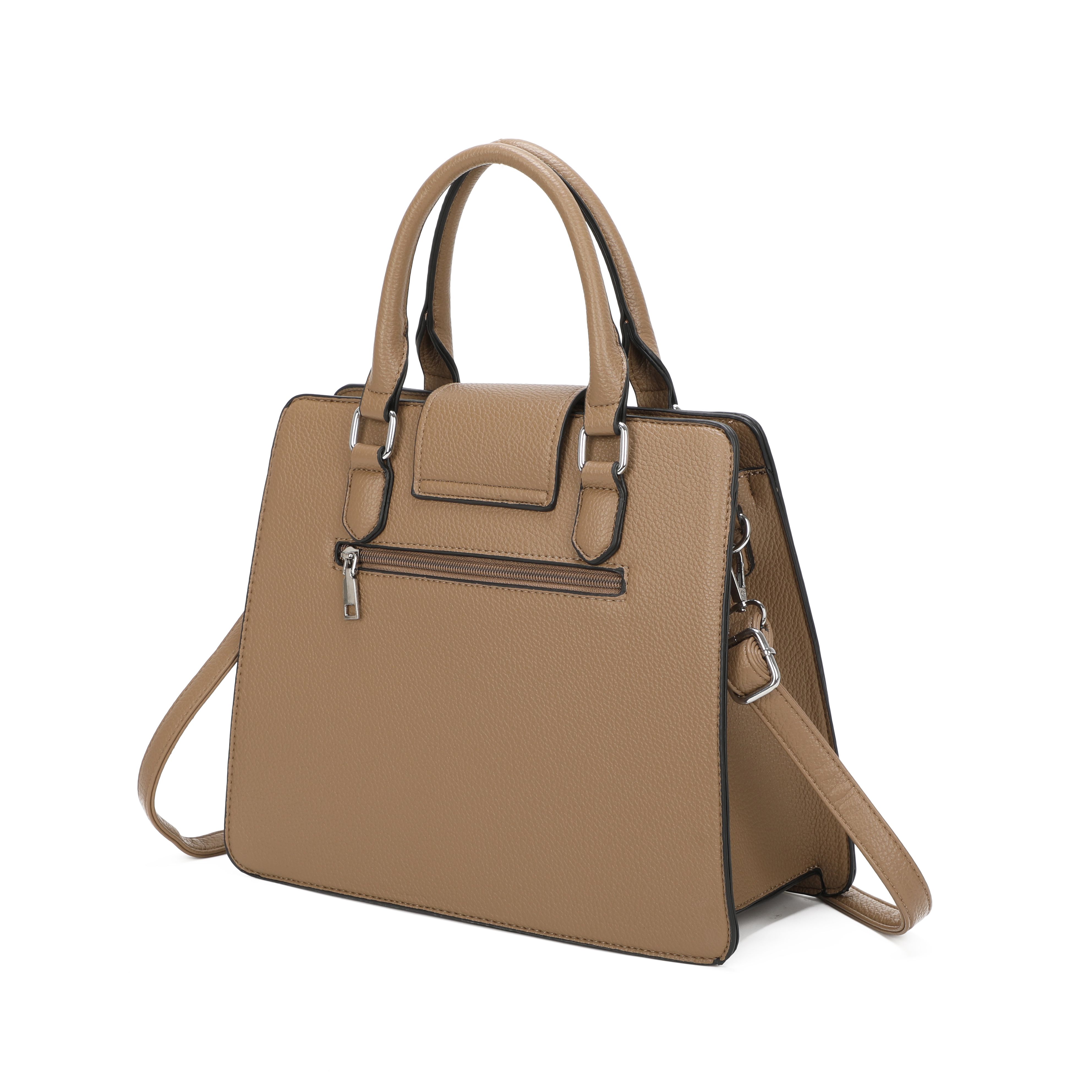 JFY Two Handles Flap Zip Top Tote Bag
