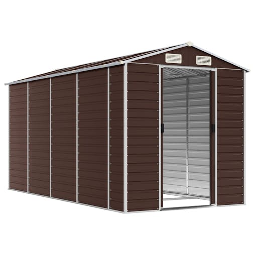 NNEVL Garden Shed Brown 191x385x198 cm Galvanised Steel