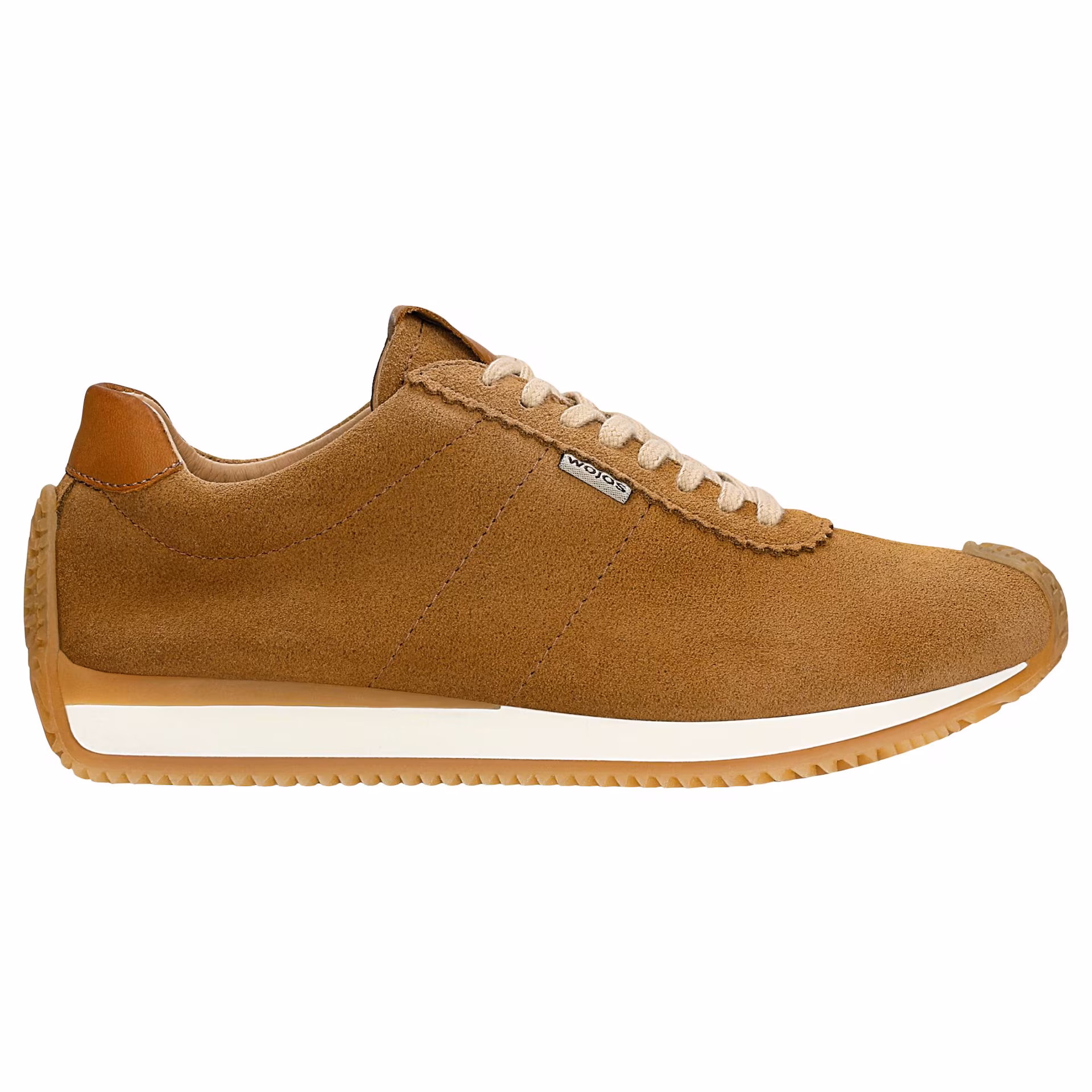 Beżowe sneakersy z dwoiny welurowej