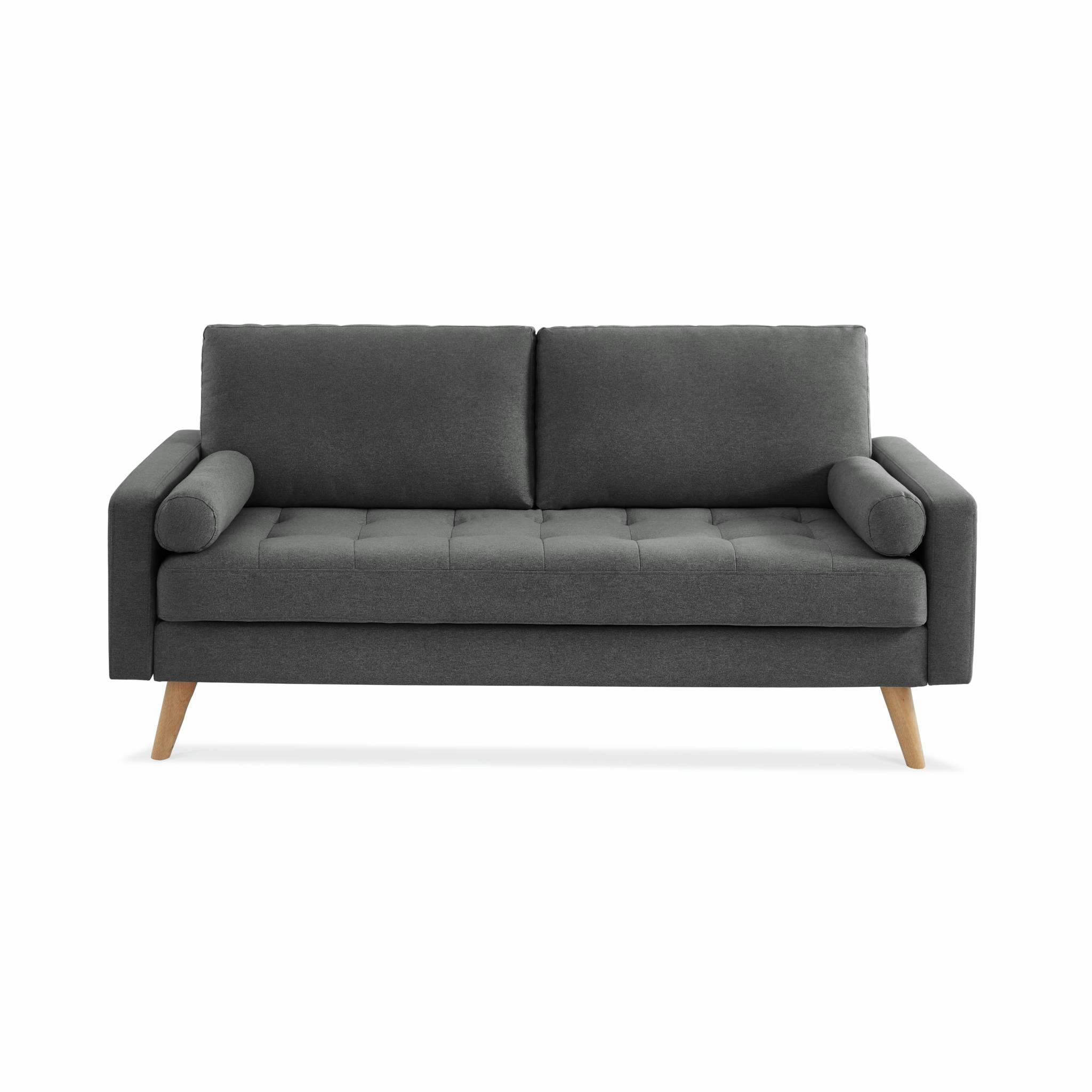 IVAR 3 - Canapé scandinave 3 places en tissu gris foncé droit