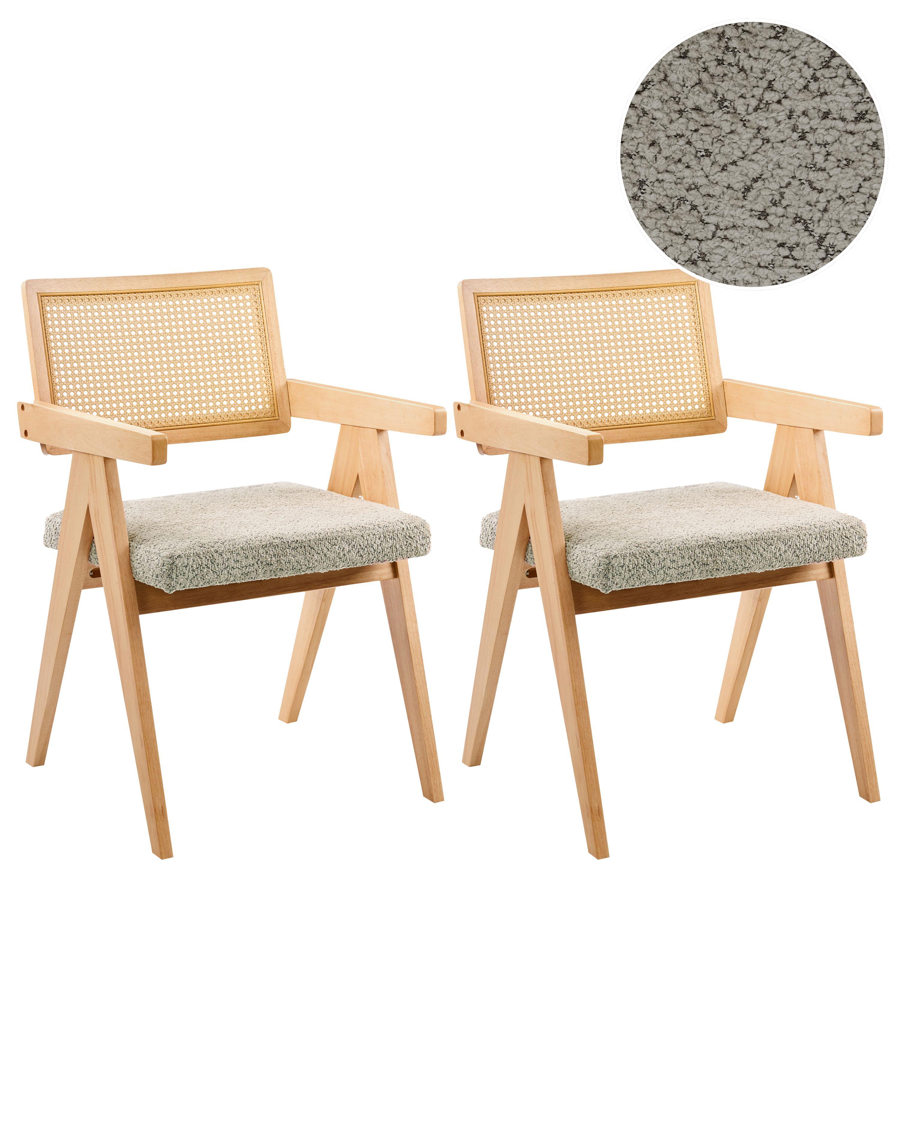 Set of 2 Dining Chairs AVA Wood Light Brown/ Taupe