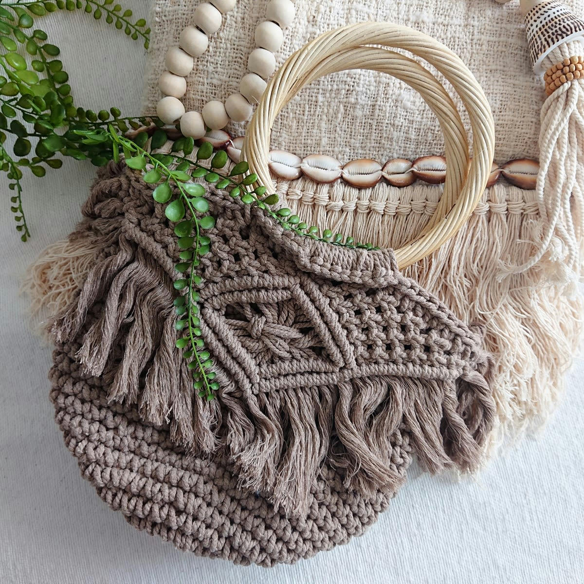 LUNA - Sac cabas en crochet, Marron