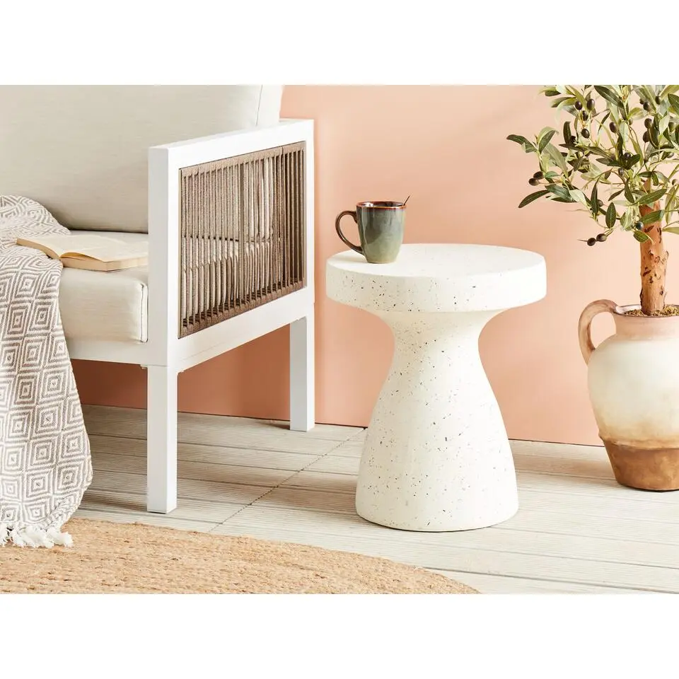 BIVIERE - Bijzettafel - Wit - Lichtbeton