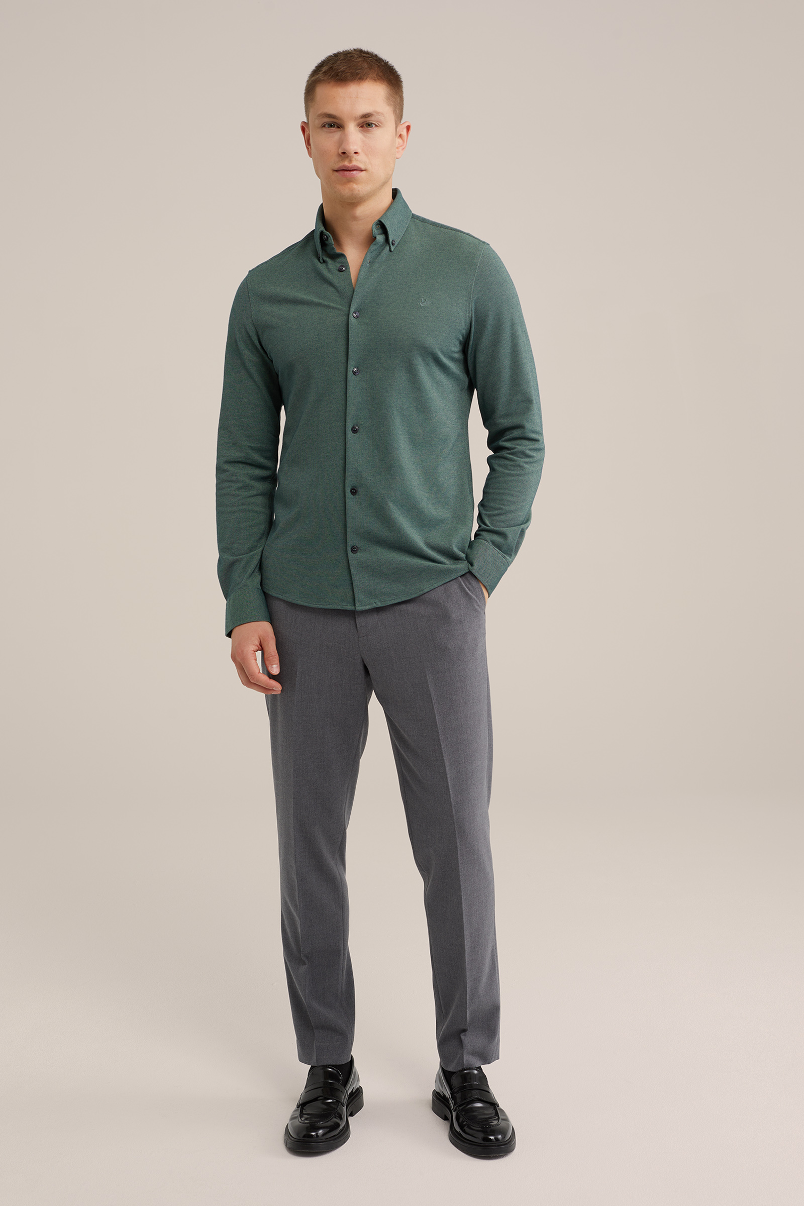 Heren Tall fit overhemd van piqu&eacute;jersey