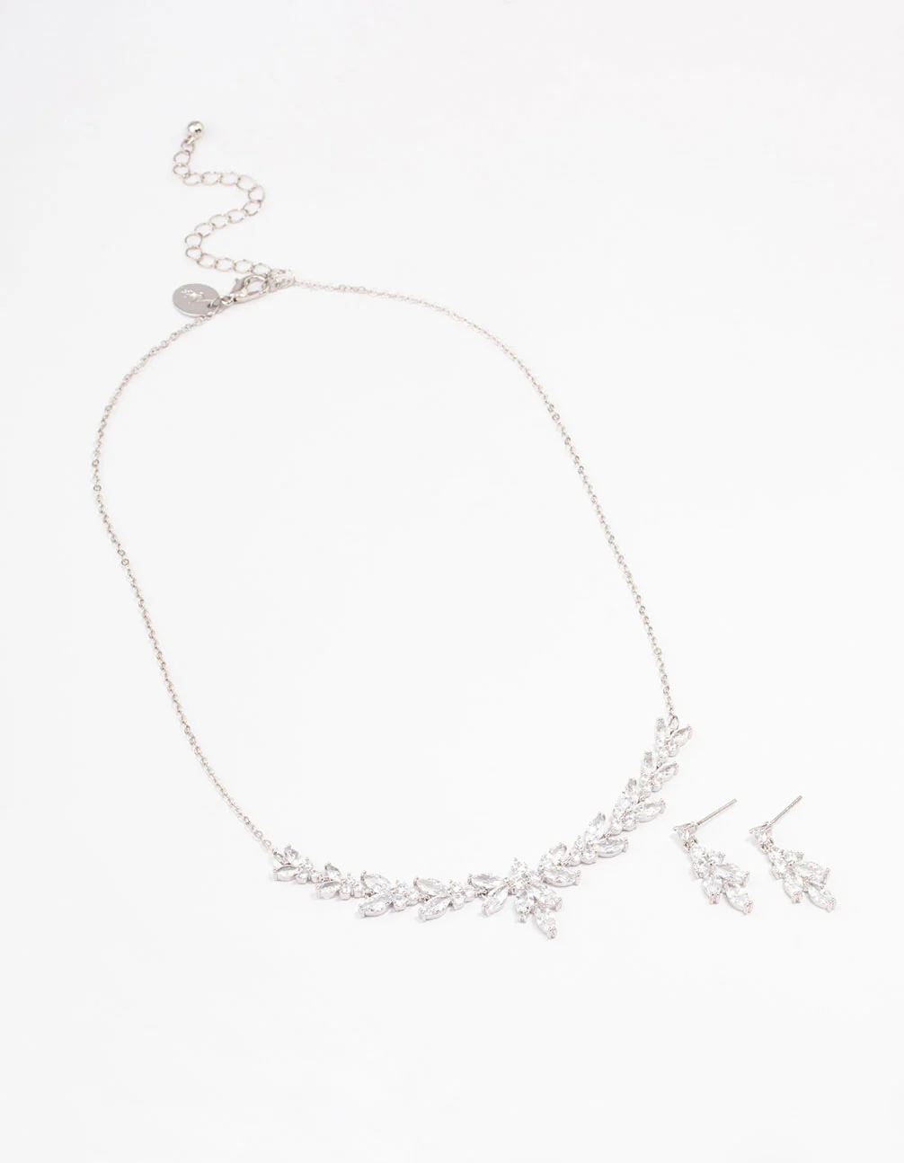 Silver Leafy Cubic Zirconia Vine Jewellery Set