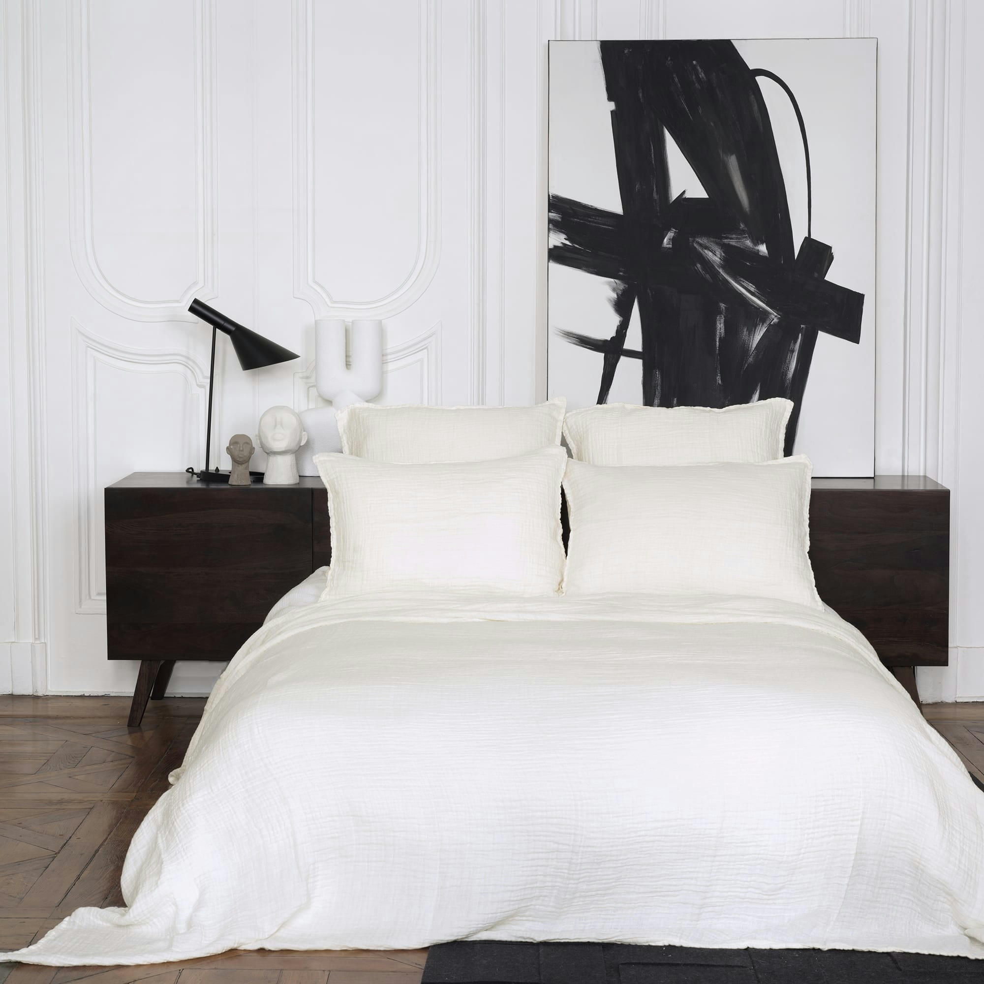 CAPRI - Dessus de lit gaze de lin gaufré milk 180X220 CM