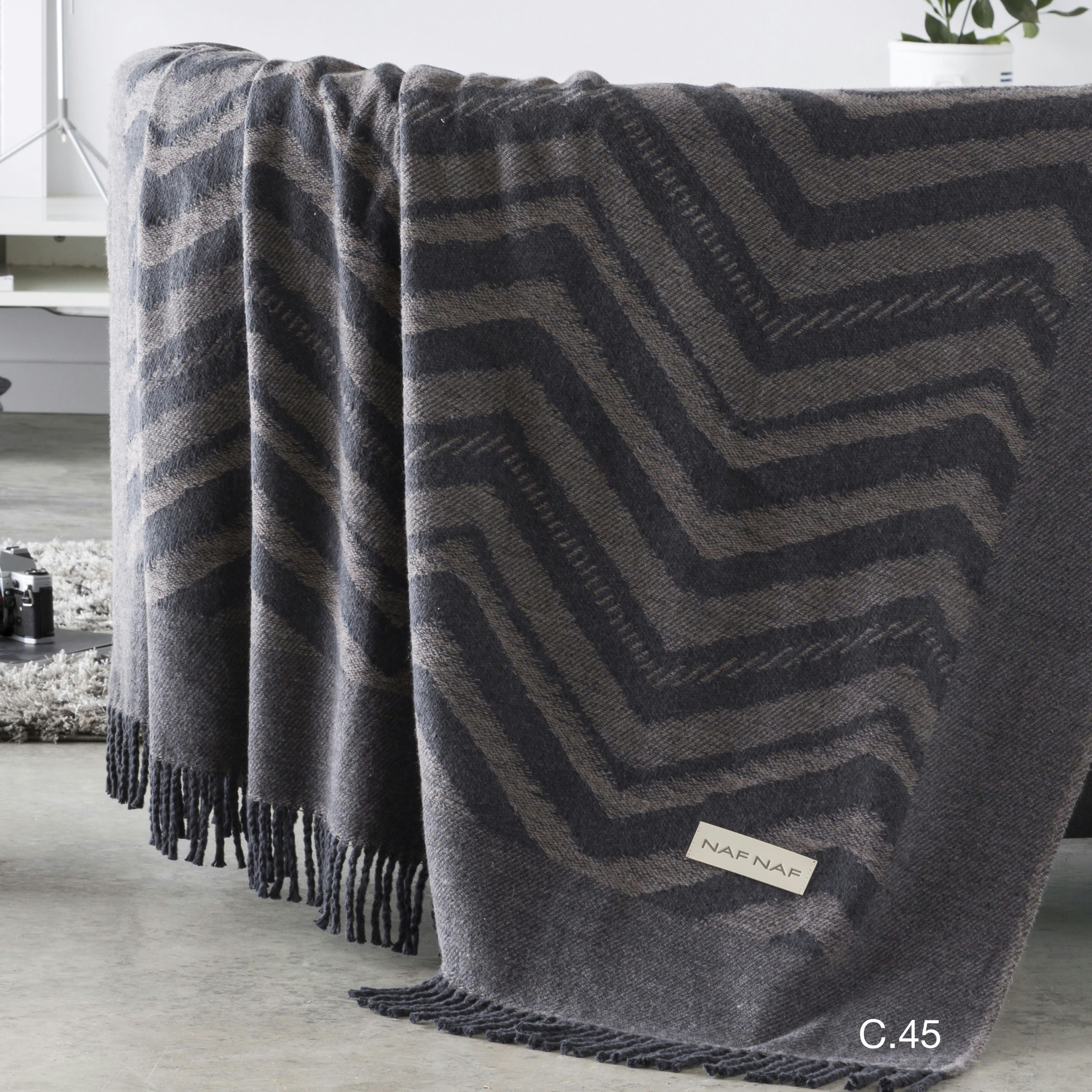 BERCY - Plaid en coton vison 130x170