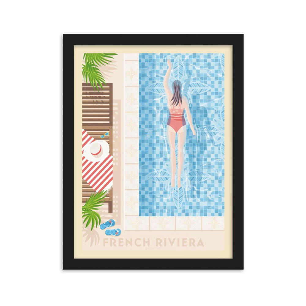 - Affiche French Riviera + Cadre Bois noir 21x29,7 cm