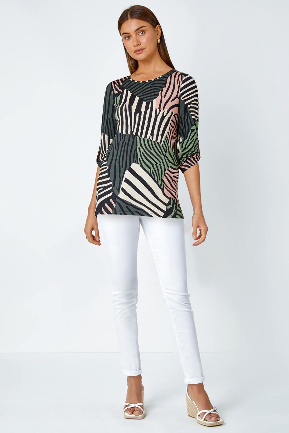 Roman Animal Colour Block Stretch Top
