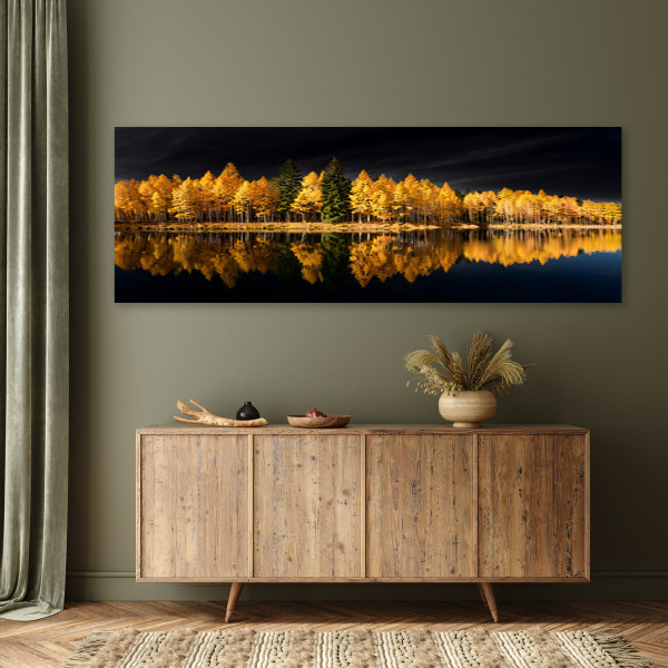 Feeby Obraz na płótnie, Krajobraz Las Natura Złoty 90x30