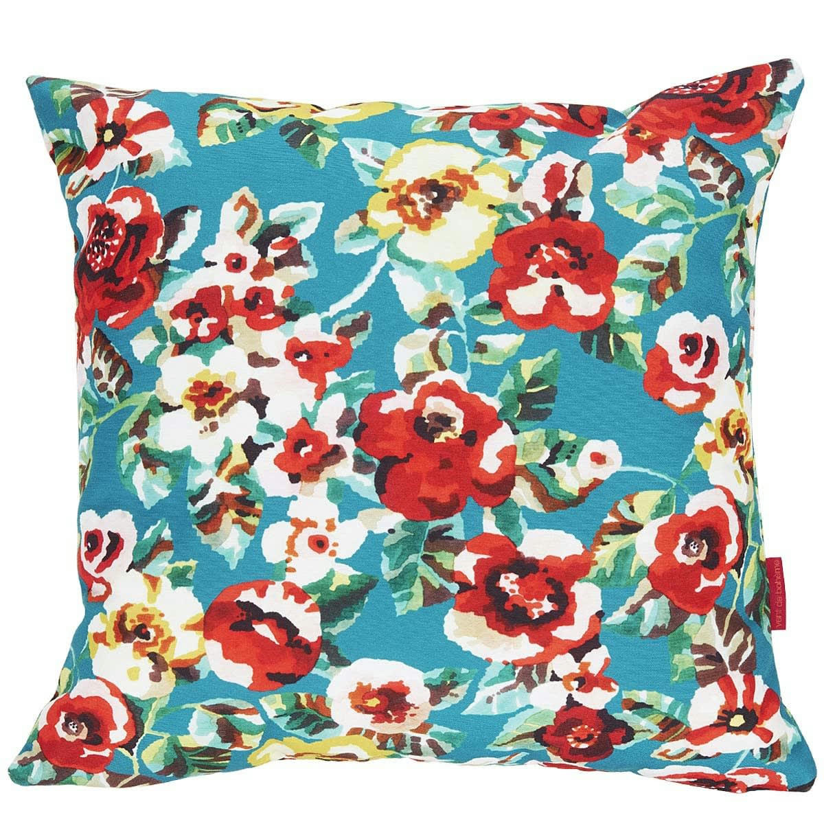 RITA - Housse de coussin extérieur fleuri vert 60x60