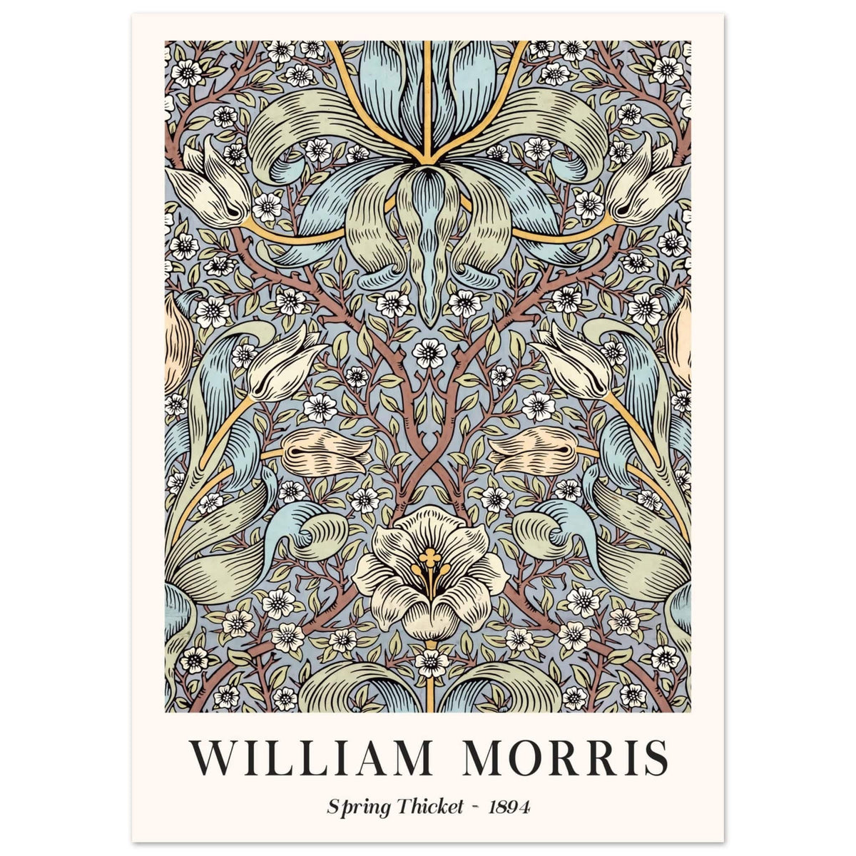 Artfulprints Poster William Morris - Spring thicket 1884  - 50x70 cm - Blauw