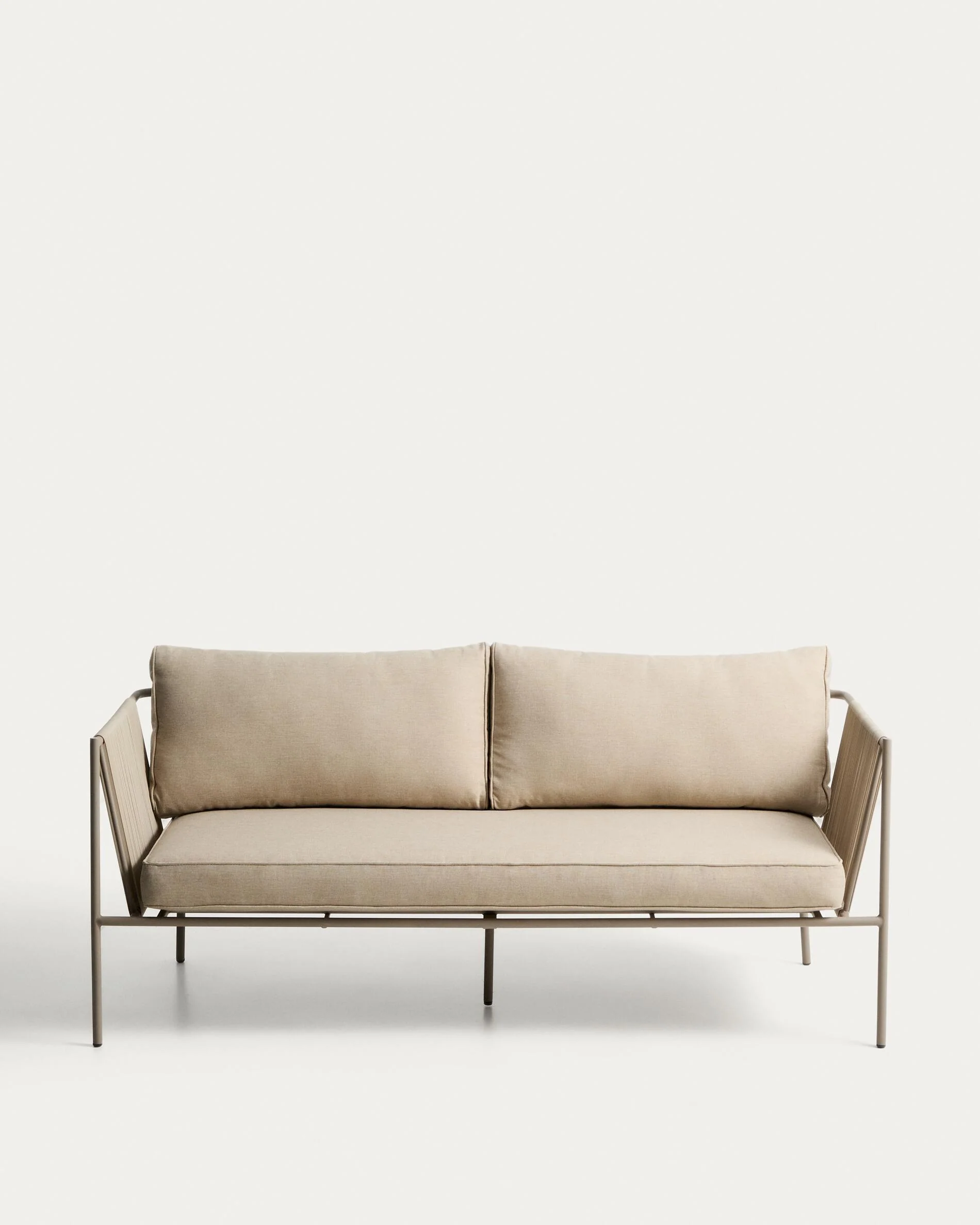 Zivia 2-seater outdoor sofa in ecru rope cord and taupe galvanised steel 178cm