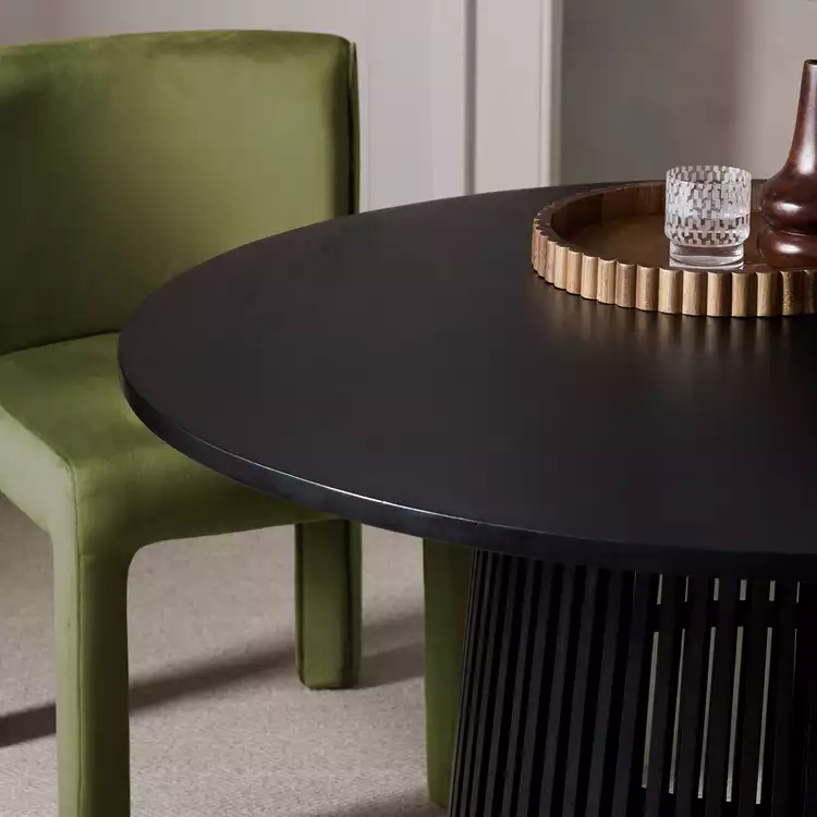 Habitat Jericho Black Dining Table & 4 Green Chairs