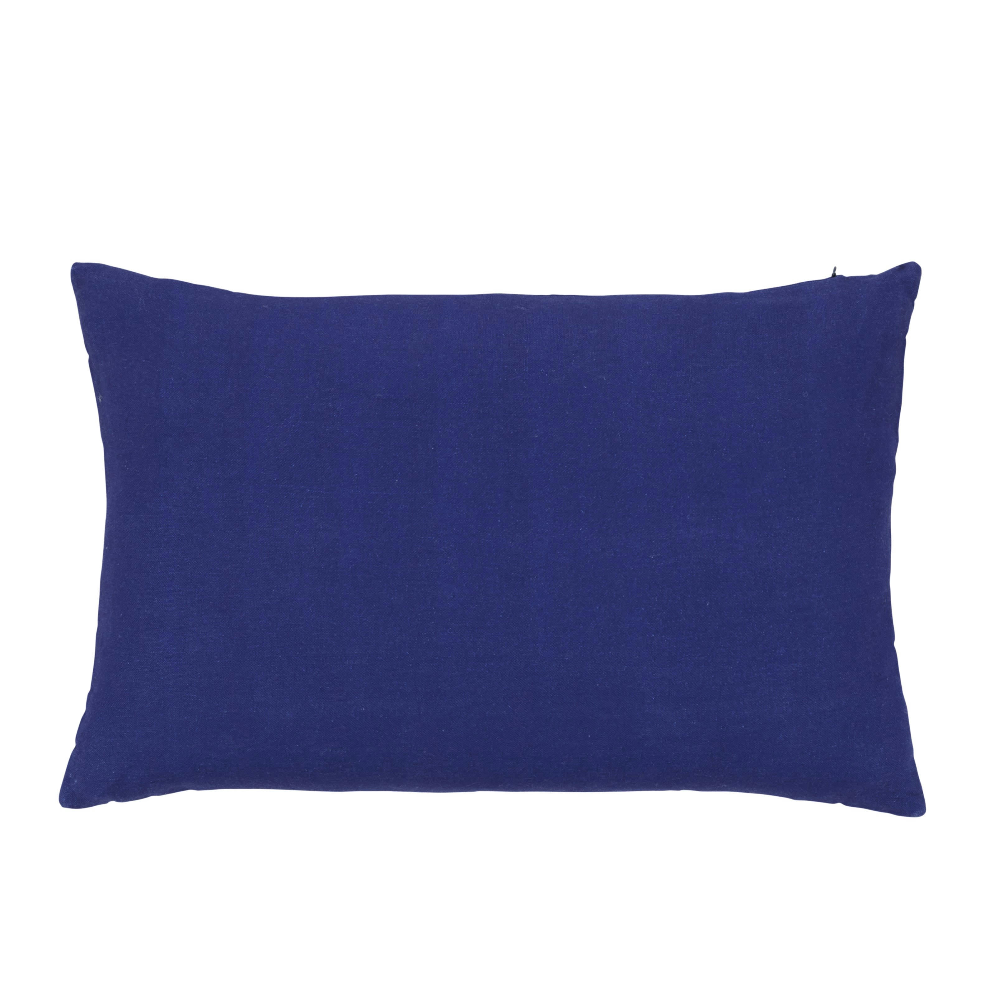 EVAN - Coussin en lin motif en relief bleu indigo 40x60