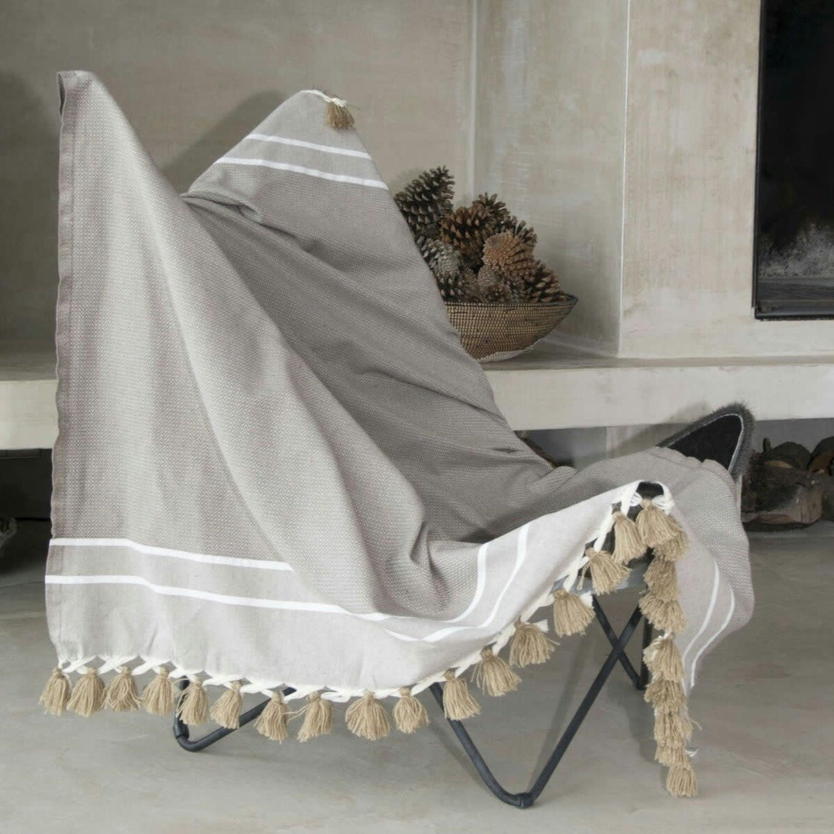 STOCKHOLM - Plaid coton  130x170 taupe