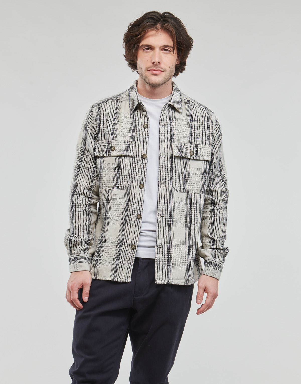 Only & Sons  - ONSSCOTT LS CHECK FLANNEL OVERSHIRT 4162 - Black