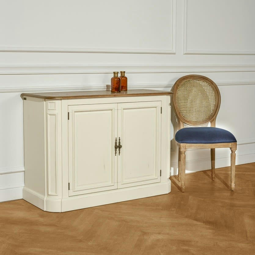 DANIEL - Buffet plateau chêne 2 portes blanc