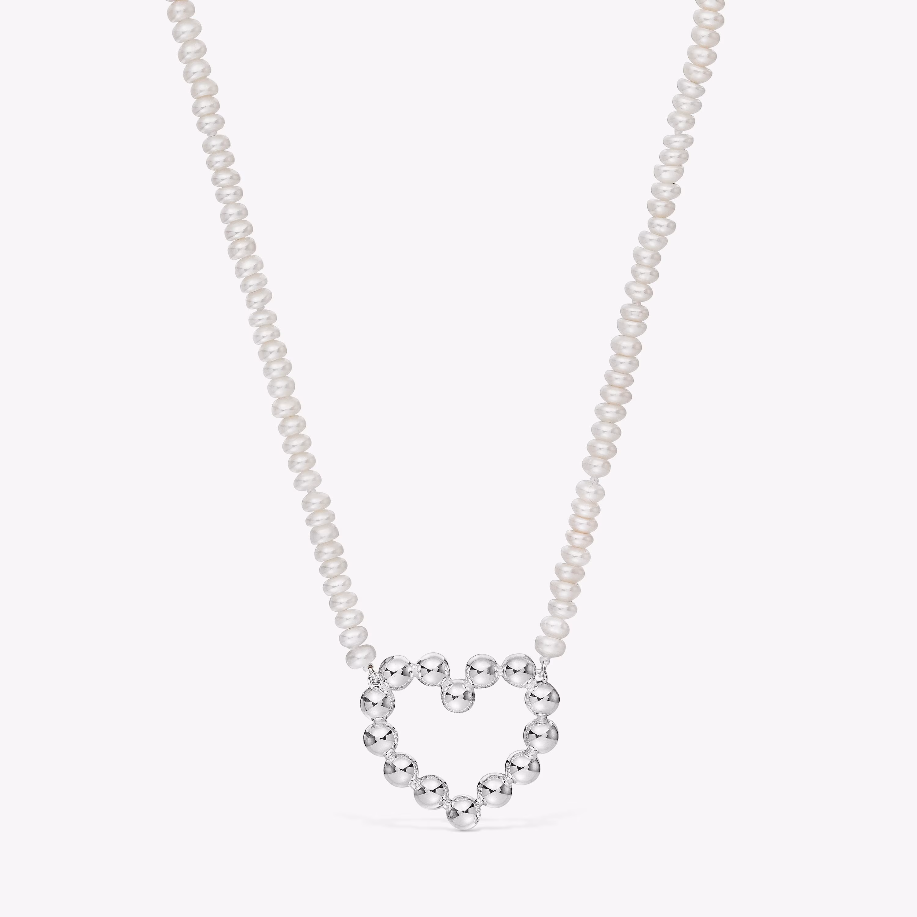 Collar corto de plata motivo corazón y perlas cultivadas Sugar Party