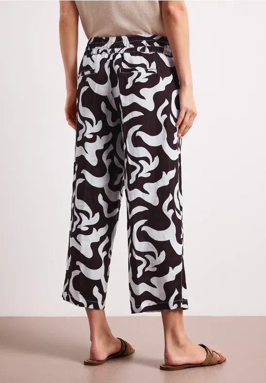 Mid Waist Wide Leg Hose mit Print
