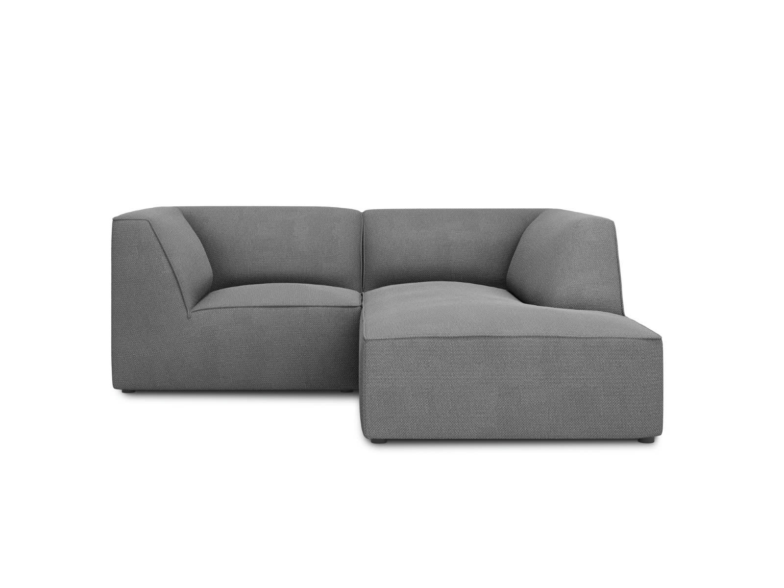 RUBY - Canapé d'angle droit 3 places en tissu structurel gris