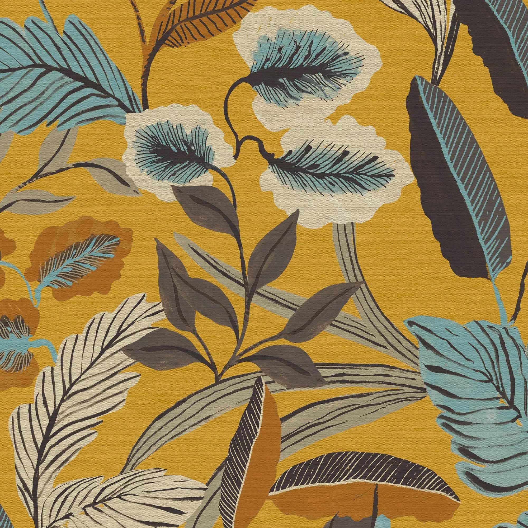 Sublime Paradise Art Floral Ochre Wallpaper