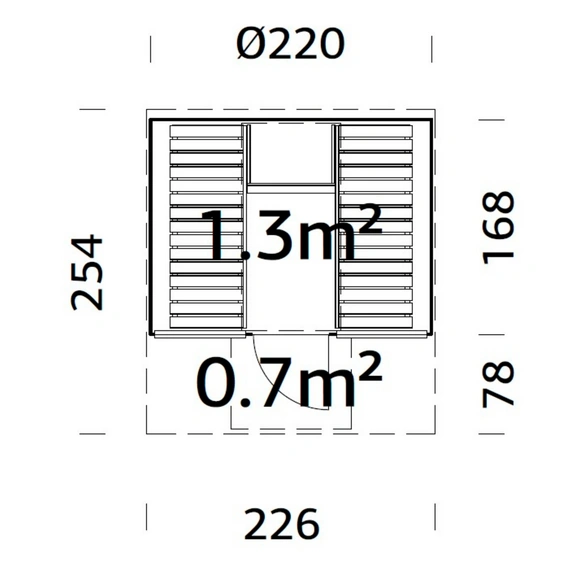 Fasssauna »Anita«, B x H x T: 220 x 225 x 250 cm, Fichtenholz