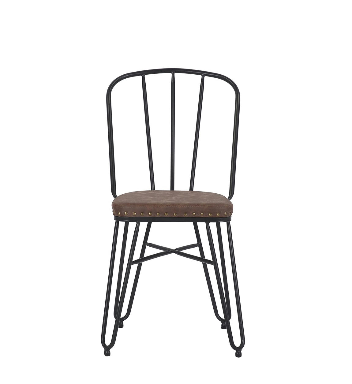 DETROIT - Set de 2 chaises en simili cuir marron et métal noir