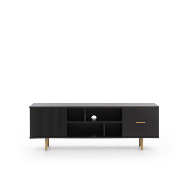 Czarna szafka RTV Prestige 150cm z dwoma szufladami