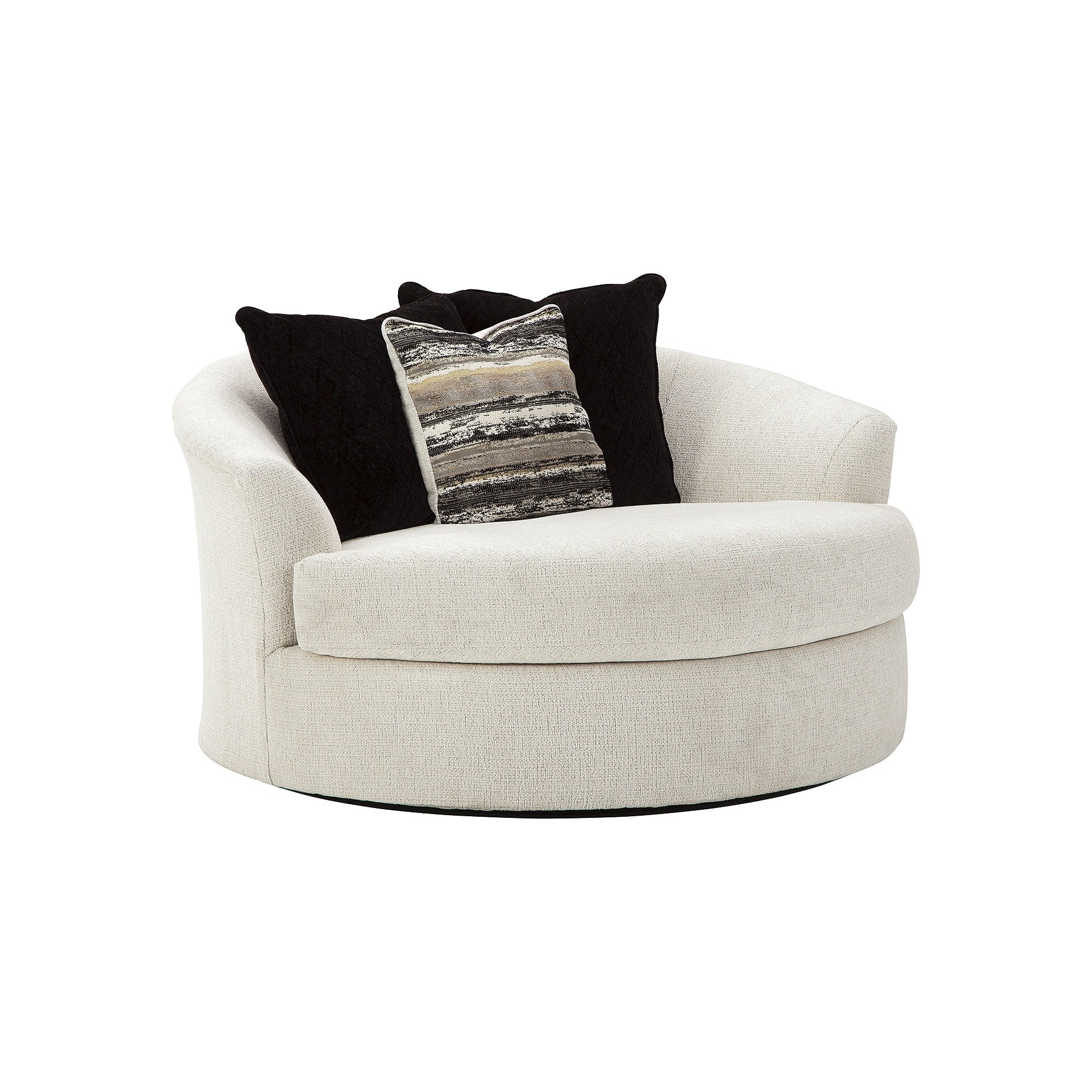 Signature Design by Ashley Cambri White Oversized Round Swivel Chair - 58W x 54D x 39H