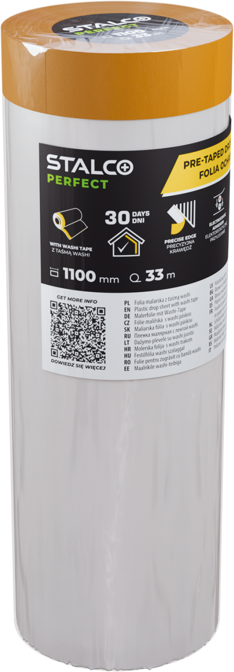 Folia ochronna malarska z taśmą washi 55mm x 33m STALCO PERFECT S043147621