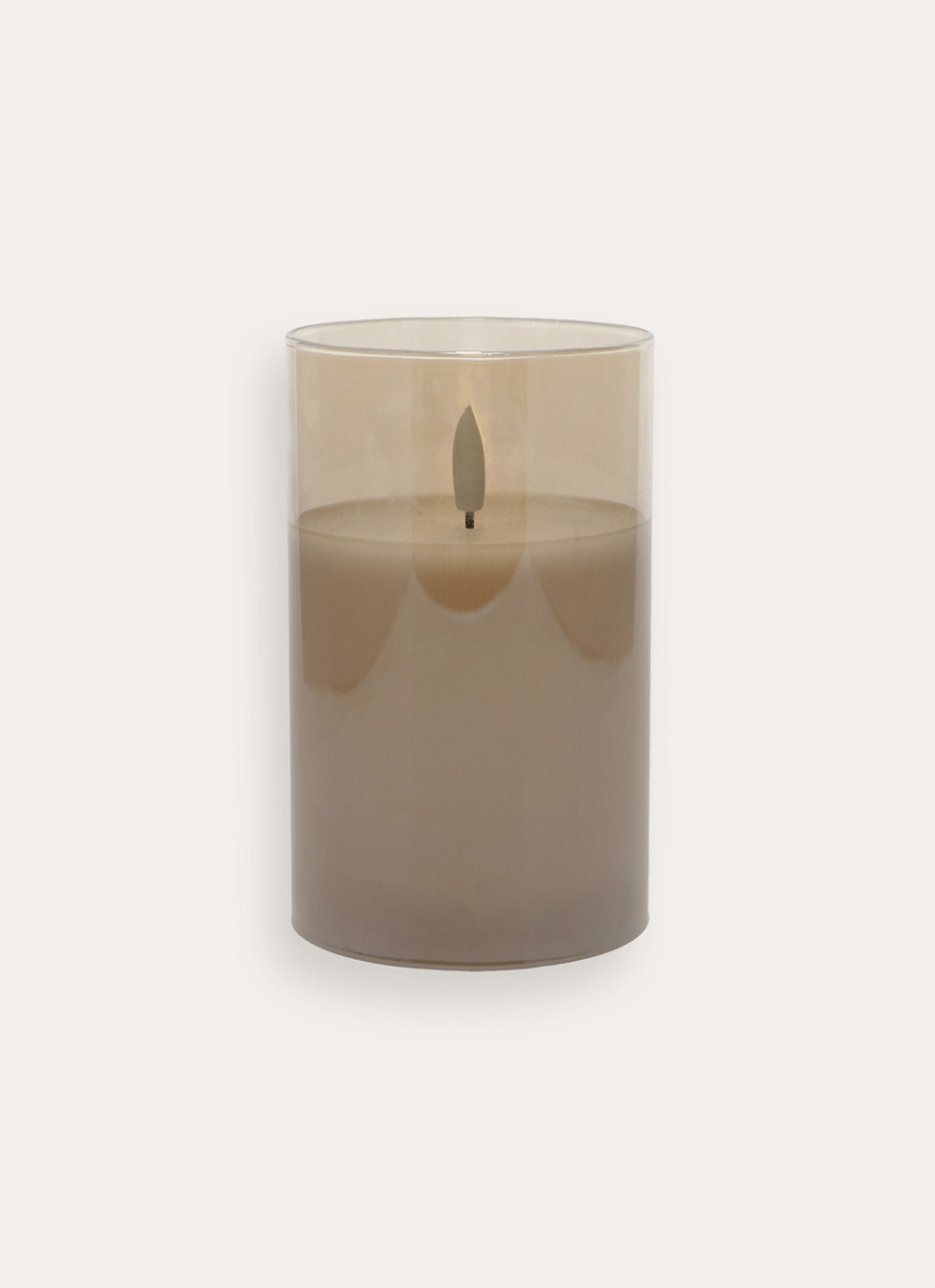 BOUGIE LED AVEC PHOTOPHORE EN VERRE BEIGE TRANSPARENT
