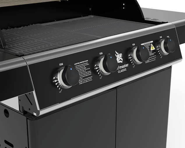 Beefmaster Classic T-Series 4 Burner BBQ On Classic Cart With Folding Shelves