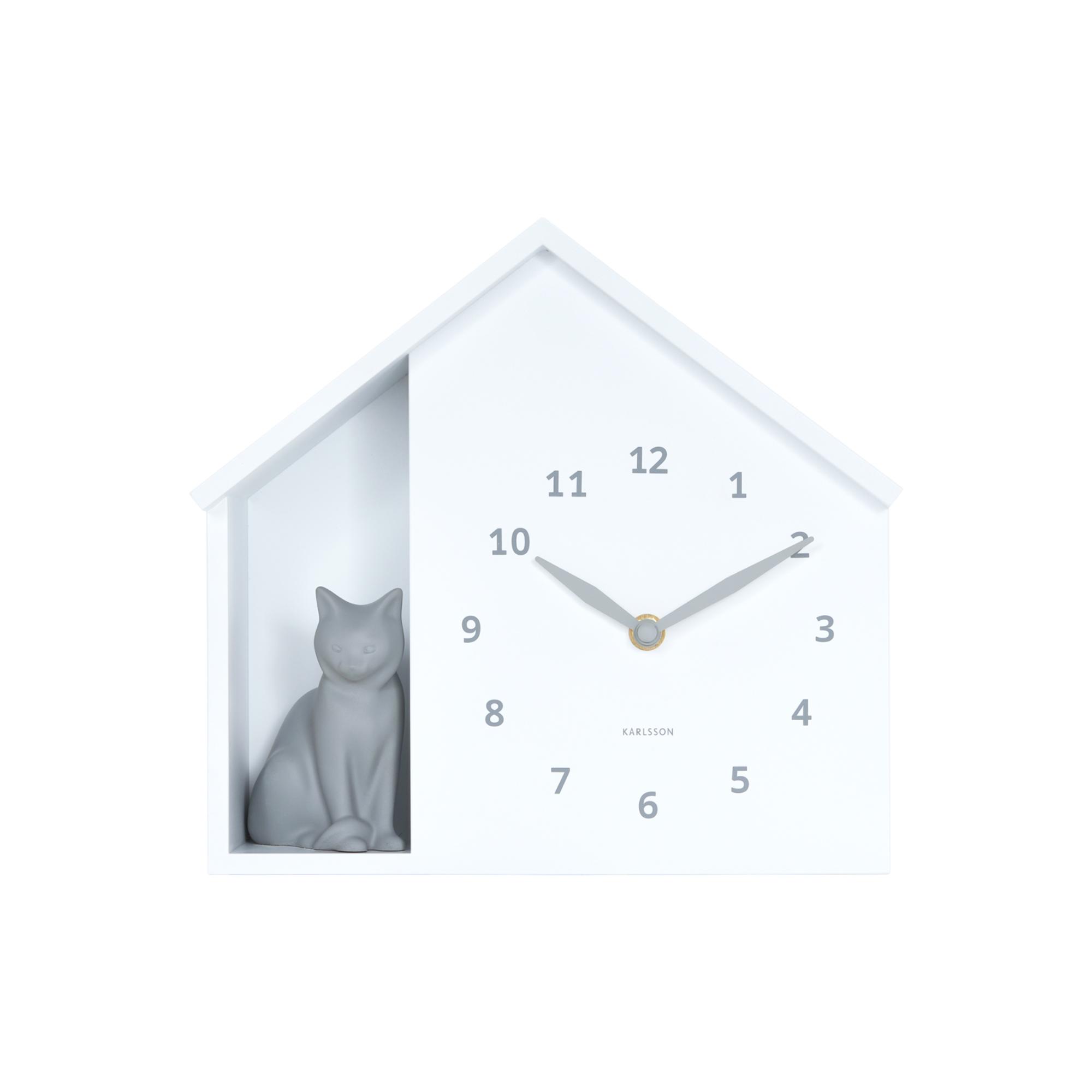 Karlsson wandklok Sitting Cat - wit - Ø24.9cm