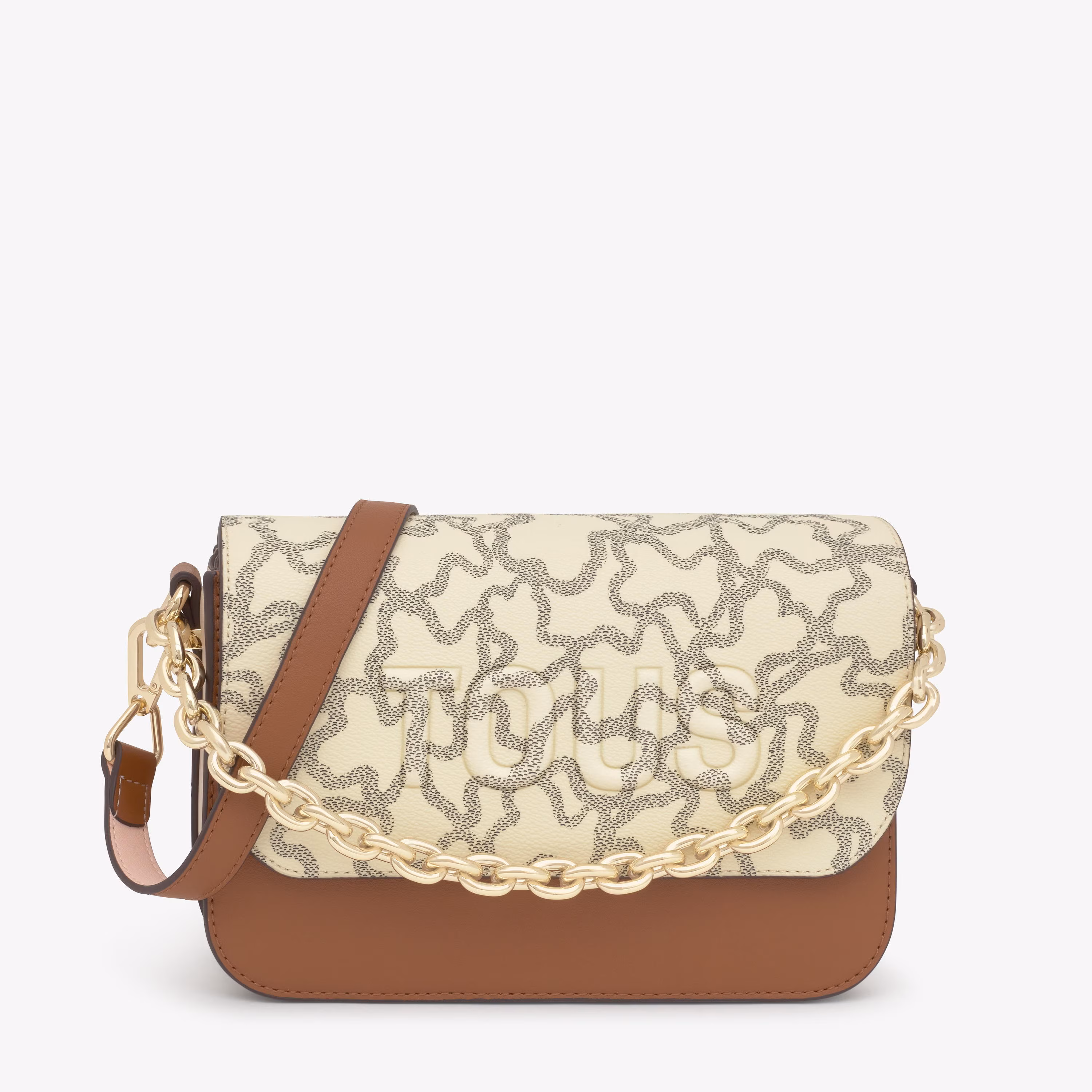 Bandolera mediana Chain camel y beige Kaos Icon