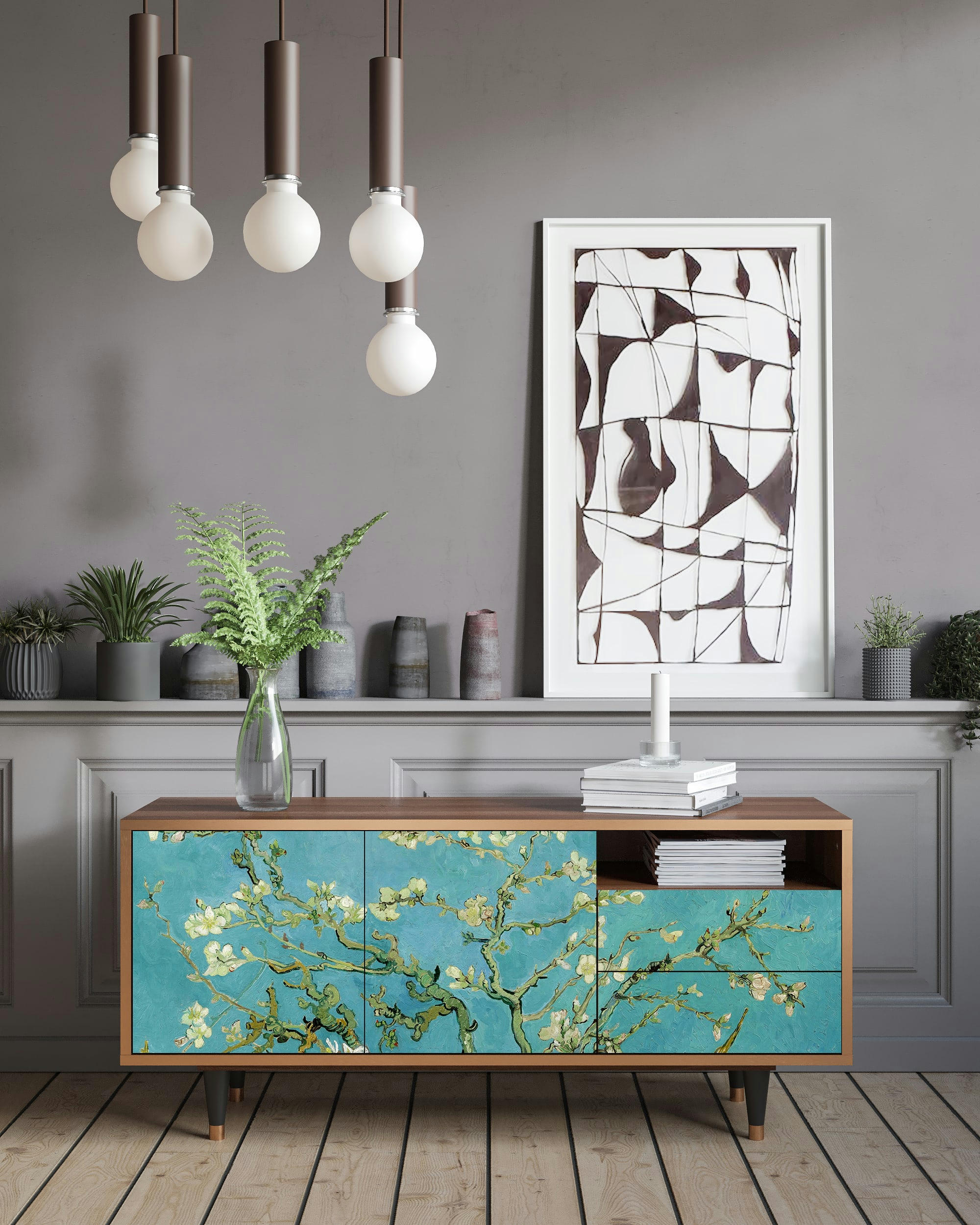 ALMOND BLOSSOM BY VAN GOGH - Meuble TV  bleu 2 tiroirs et 2 portes L 125 cm
