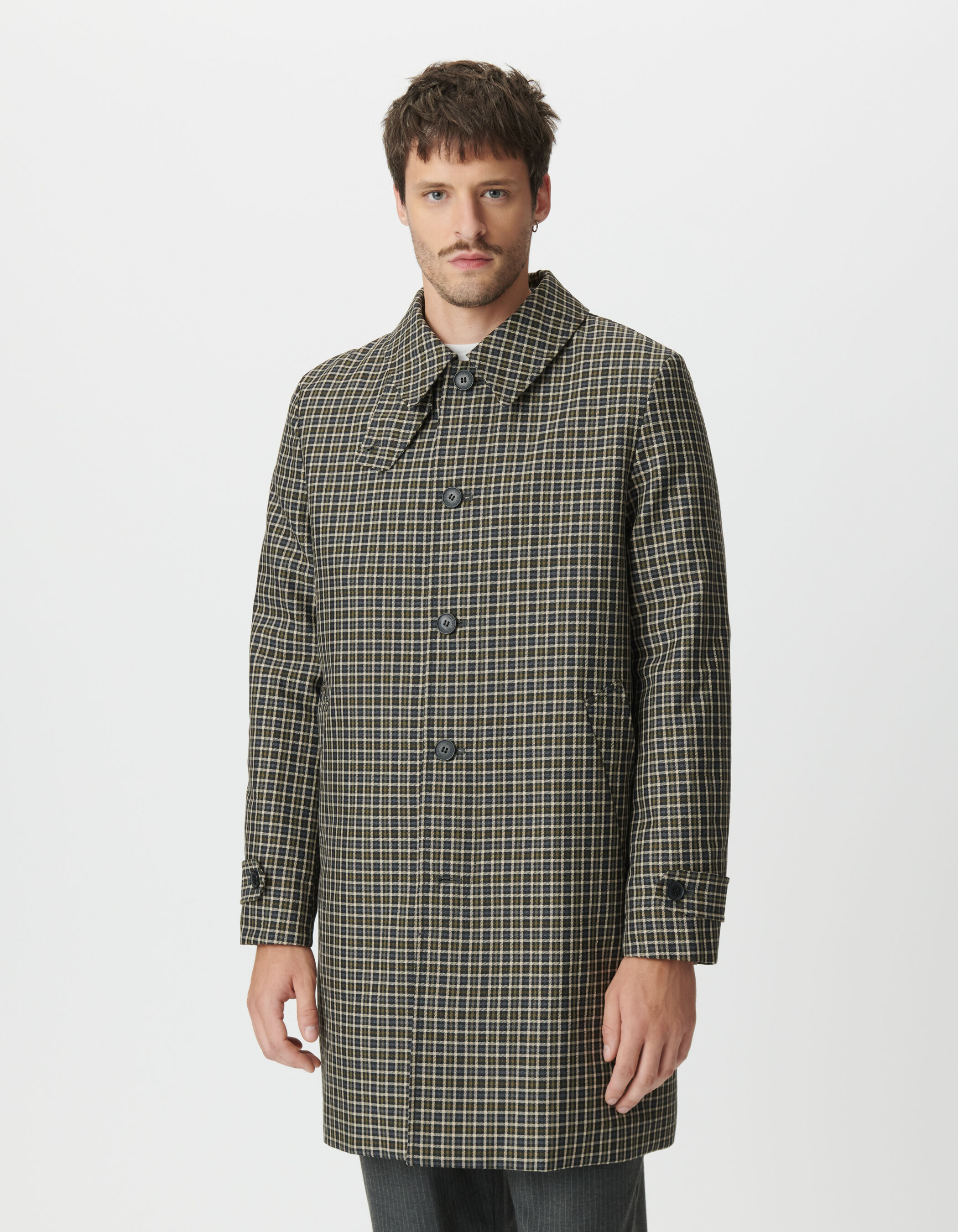 Trench kaki motif carreaux Homme