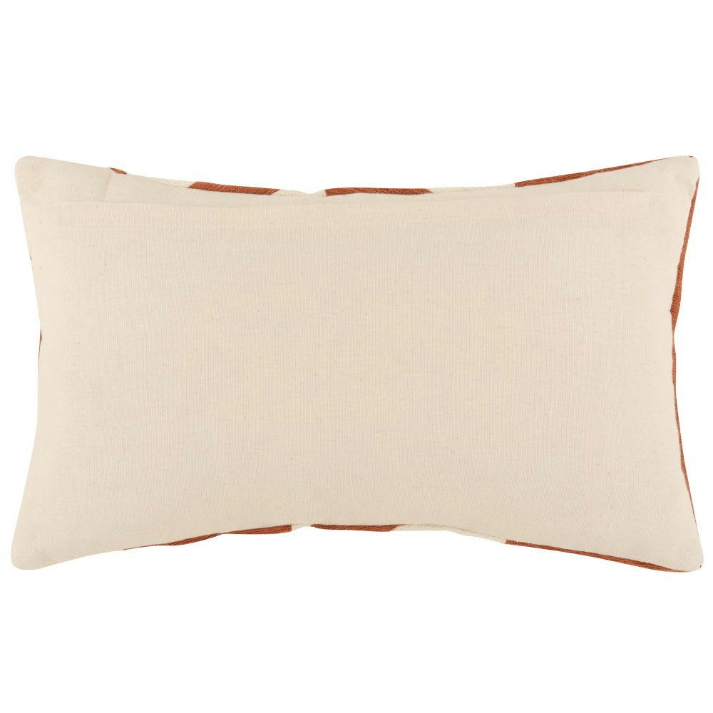 SINO - Housse de coussin en coton brodé motifs géométriques écrus et terracotta 30x50