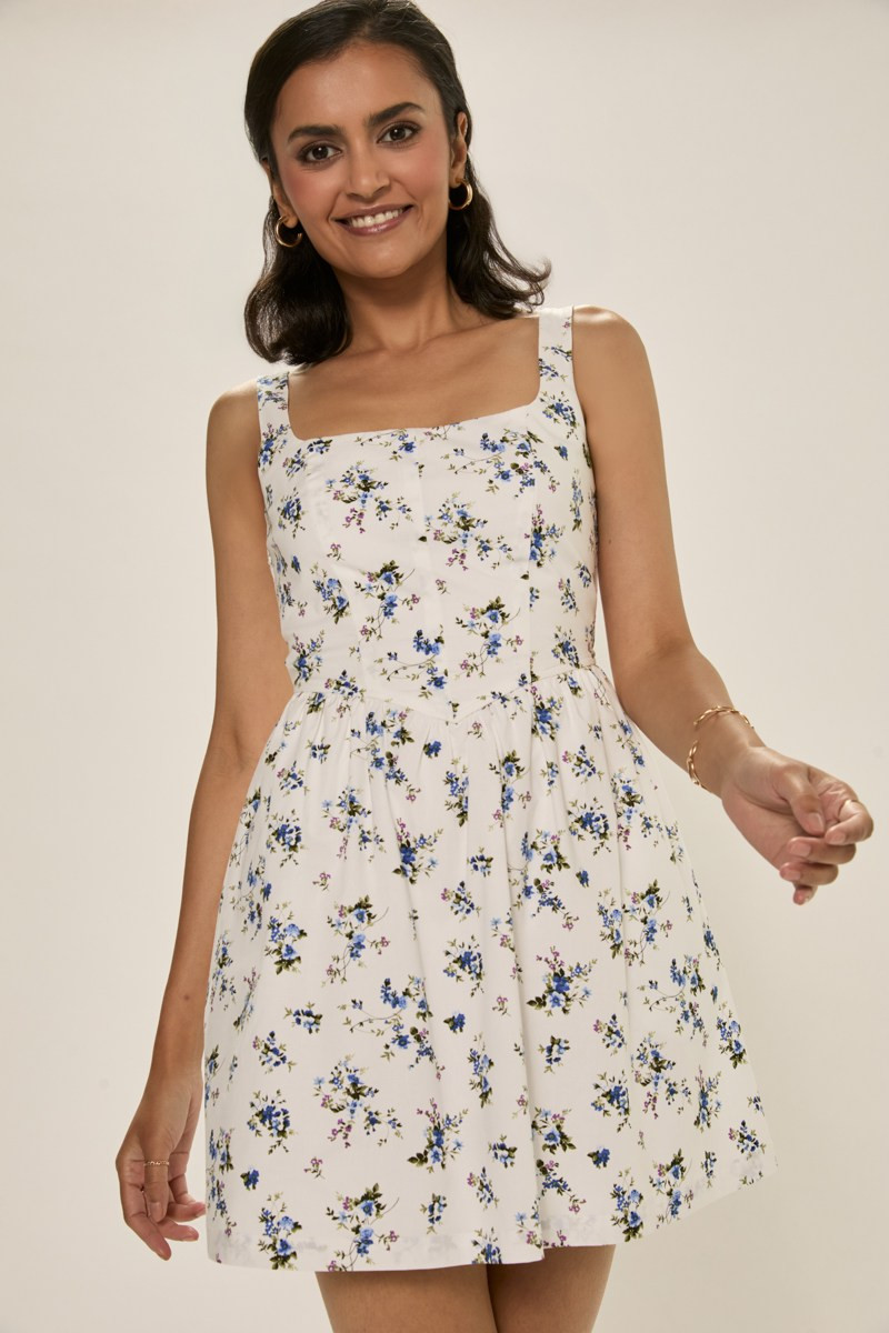 Denise Fit And Flare Floral Mini Dress