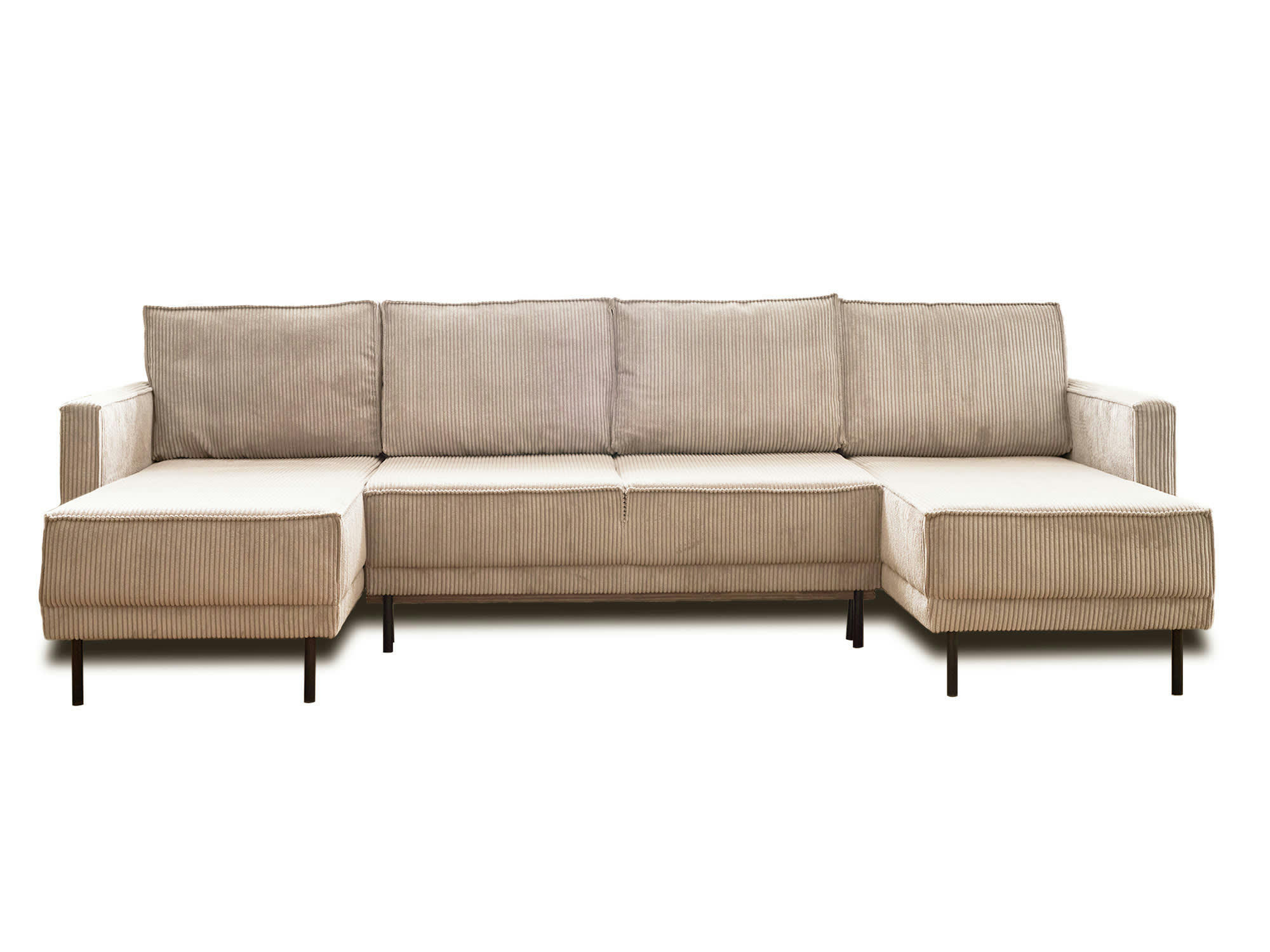 CHARLIE - Canapé panoramique 7 places angle réversible en velours côtelé beige