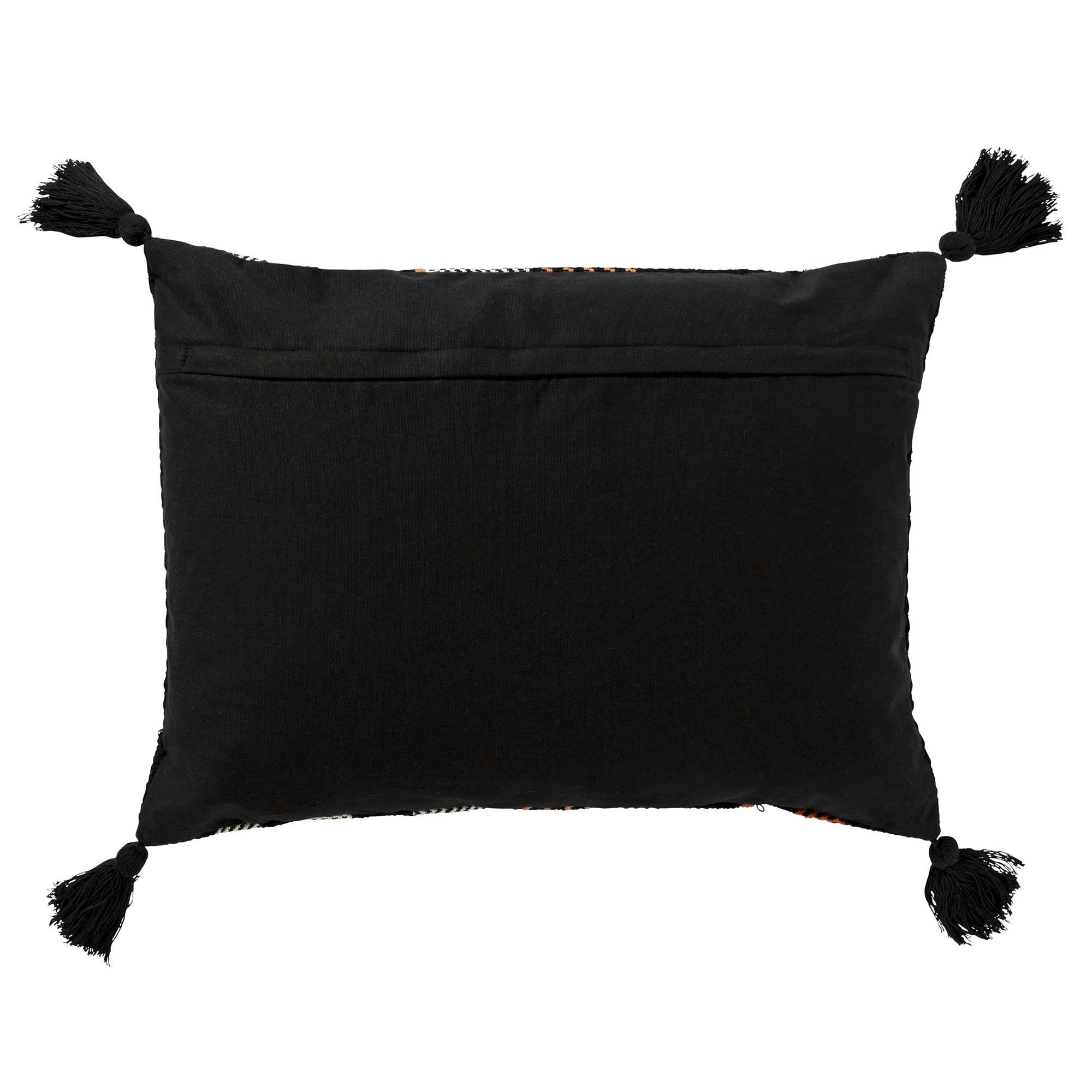 - Coussin noir en coton - 40x60 cm - avec motif rayé