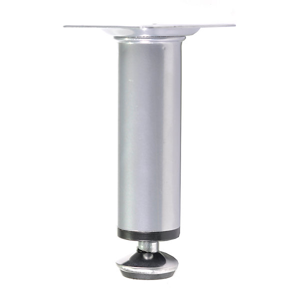 4 un. Pied rond pour meuble en acier, diamètre 30 mm, hauteur 100 mm, peinture aluminium avec régulateur de nivellement 15-25 mm